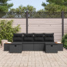 Zestaw Sof na Ogród 6 pcs Czarny 55 x 62 x 69 cm Polirattan