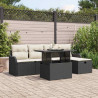 Zestaw Sof na Ogród z poduszką 6 pcs Czarny Polirattan