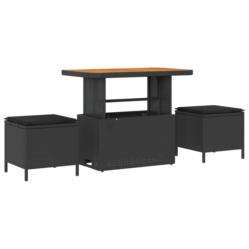 Zestaw Sof na Ogród z poduszką 12 pcs Czarny polirattan