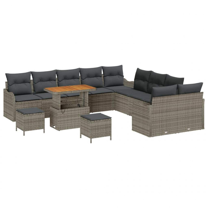 Zestaw Sof na Ogród 13 pcs Szary polirattan