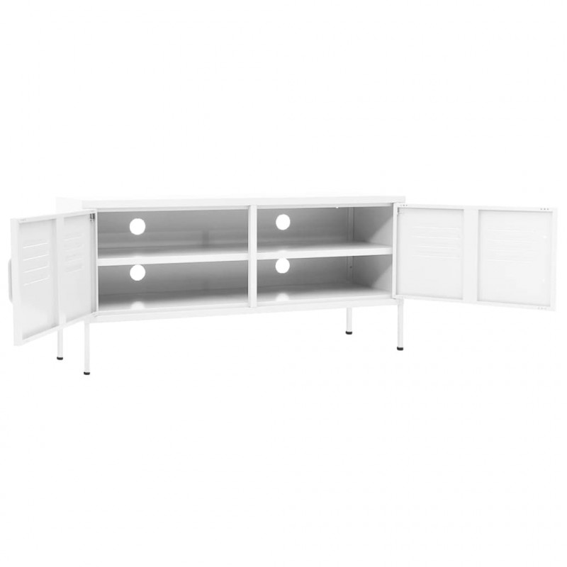 Szafka pod telewizor, biała, 105x35x50 cm, stalowa