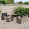 Zestaw Sof na Ogród z poduszką 8 pcs Szary polirattan