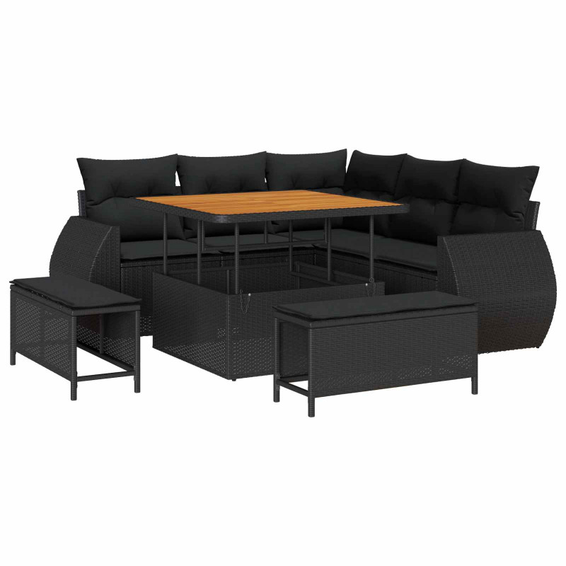 Zestaw Sof na Ogród 8 pcs Czarny polirattan