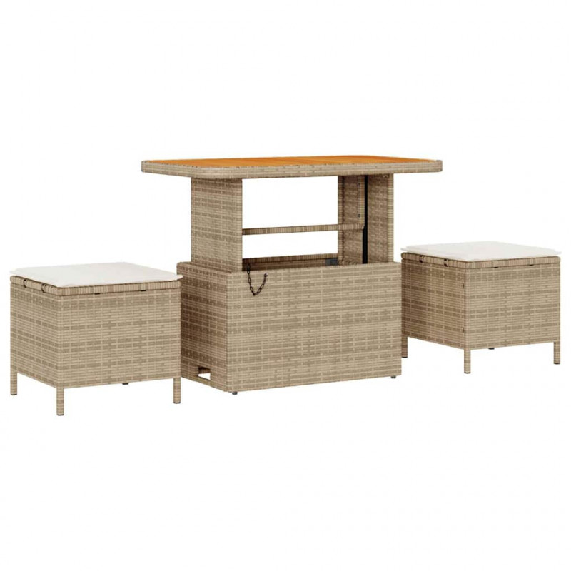Zestaw Sof na Ogród z poduszką 11 pcs Beżowy polirattan
