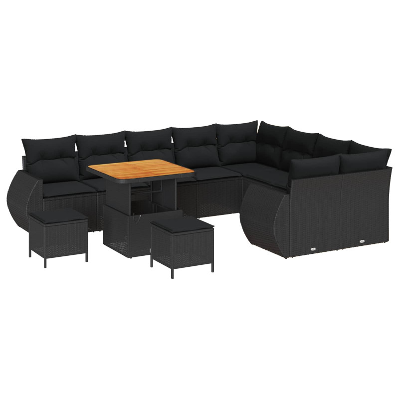 Zestaw Sof na Ogród 12 pcs Czarny polirattan