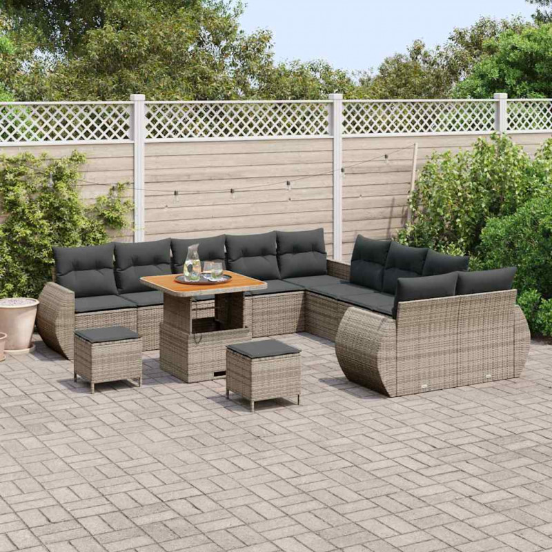 Zestaw Sof na Ogród 13 pcs Szary polirattan