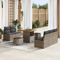 Zestaw Sof na Ogród z poduszką 8 pcs Szary polirattan