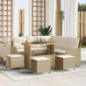 Zestaw Sof na Ogród z poduszką 9 pcs Beżowy polirattan