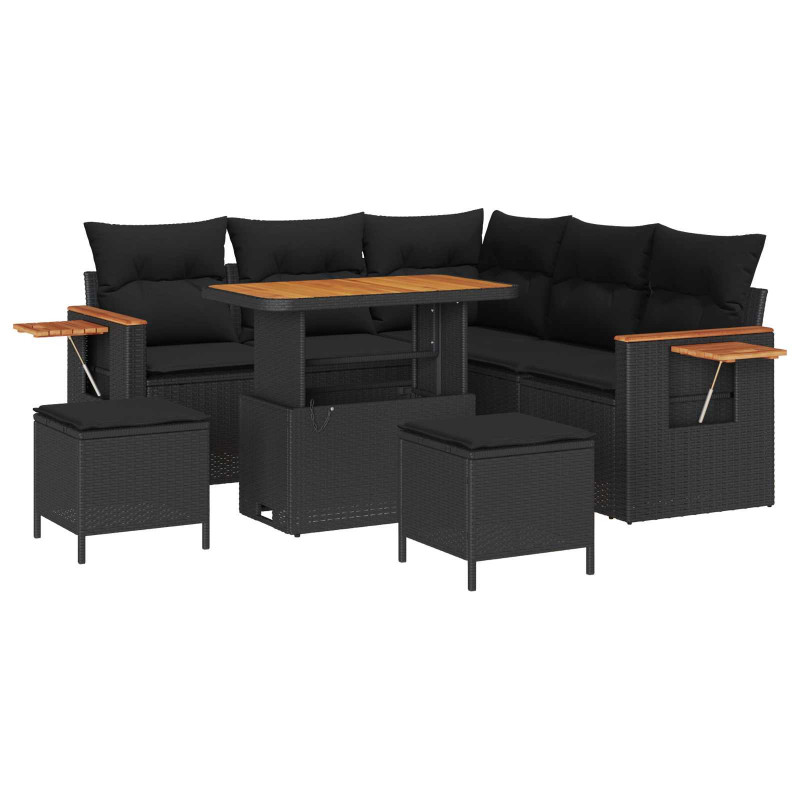 Zestaw Sof na Ogród z poduszką 8 pcs Czarny