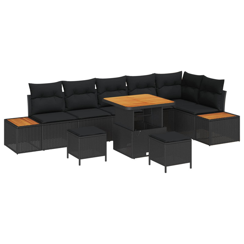 Zestaw Sof na Ogród 9 pcs Czarny polirattan