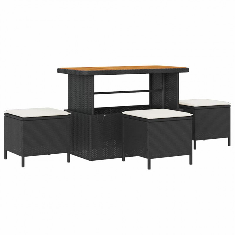 Zestaw Sof na Ogród z poduszką 10 pcs Czarny i kremowy