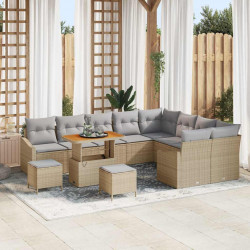 Zestaw Sof na Ogród z poduszką 12 pcs Beżowy polirattan