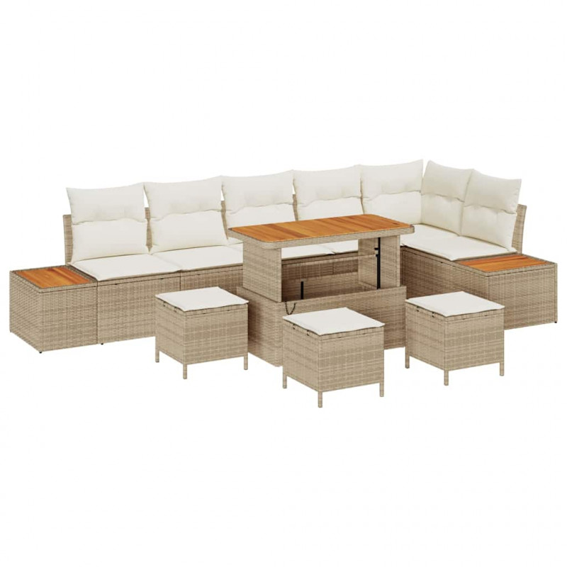 Zestaw Sof na Ogród 10 pcs Beżowy polirattan