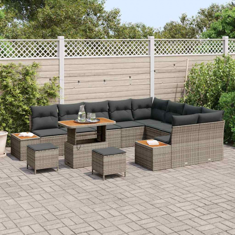 Zestaw Sof na Ogród 12 pcs Szary polirattan