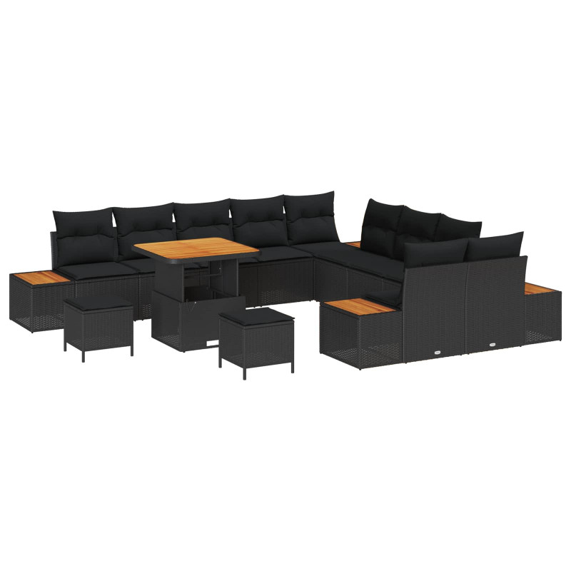 Zestaw Sof na Ogród 13 pcs Czarny polirattan