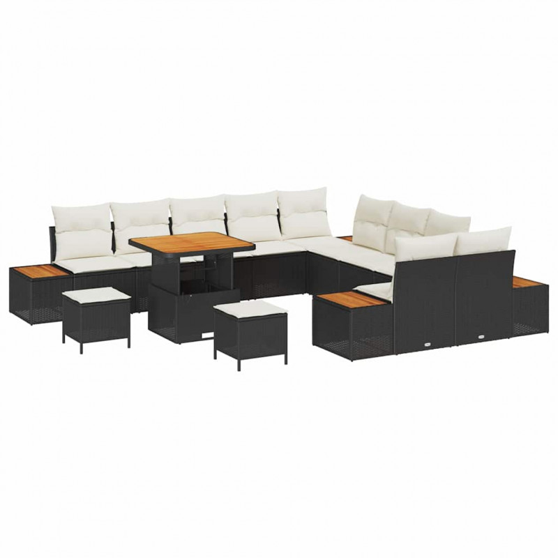 Zestaw Sof na Ogród 13 pcs Czarny polirattan