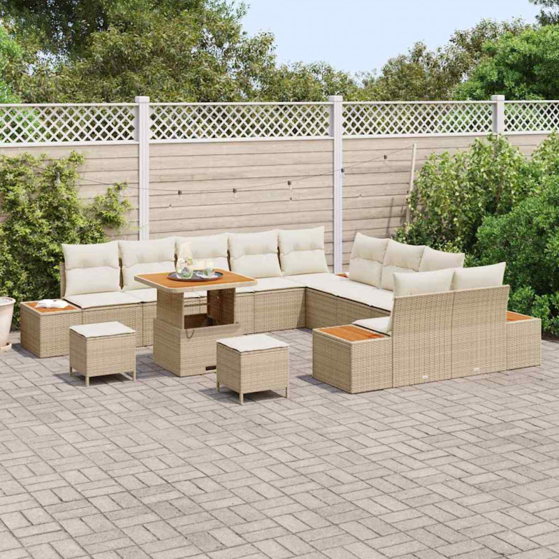 Zestaw Sof na Ogród 13 pcs Beżowy polirattan