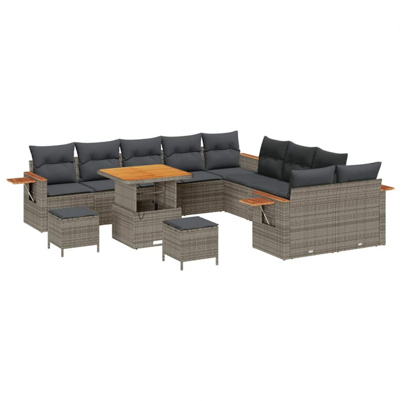 Zestaw Sof na Ogród z poduszką 13 pcs Szary