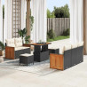 Zestaw Sof na Ogród z poduszką 8 pcs Czarny i kremowy