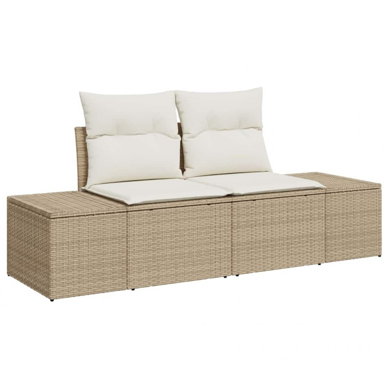 Zestaw Sof na Ogród z poduszką 11 pcs Beżowy polirattan