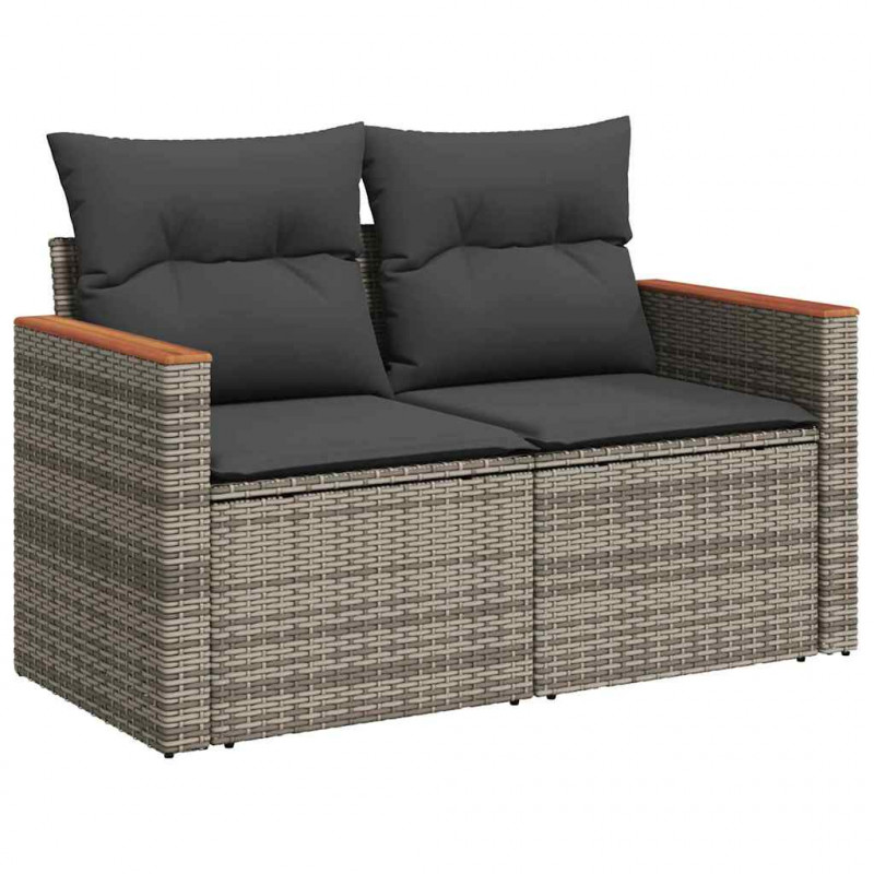 Zestaw Sof na Ogród 8 pcs Szary polirattan
