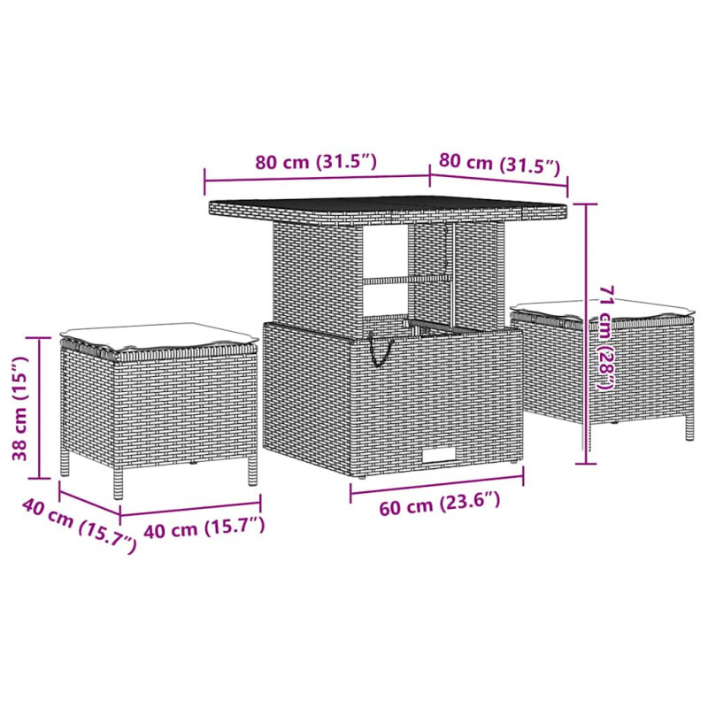 Zestaw Sof na Ogród 9 pcs Szary polirattan