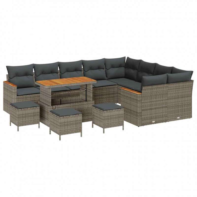 Zestaw Sof na Ogród 13 pcs Szary polirattan