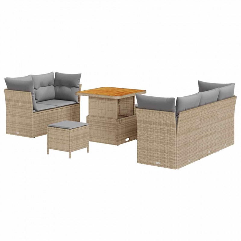 Zestaw Sof na Ogród z poduszką 8 pcs beżowo-jasnoszary