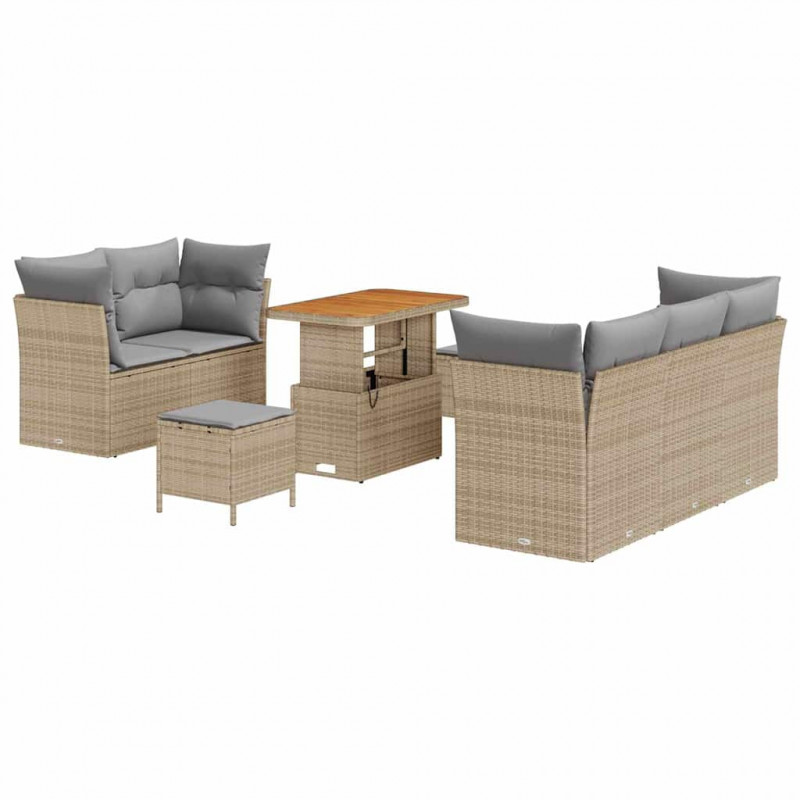 Zestaw Sof na Ogród z poduszką 8 pcs beżowo-jasnoszary