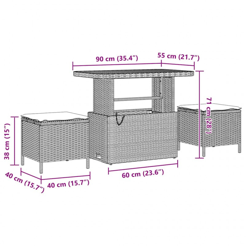 Zestaw Sof na Ogród 9 pcs Czarny i kremowy polirattan