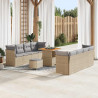 Zestaw Sof na Ogród 11 pcs Beżowy i jasnoszary polirattan