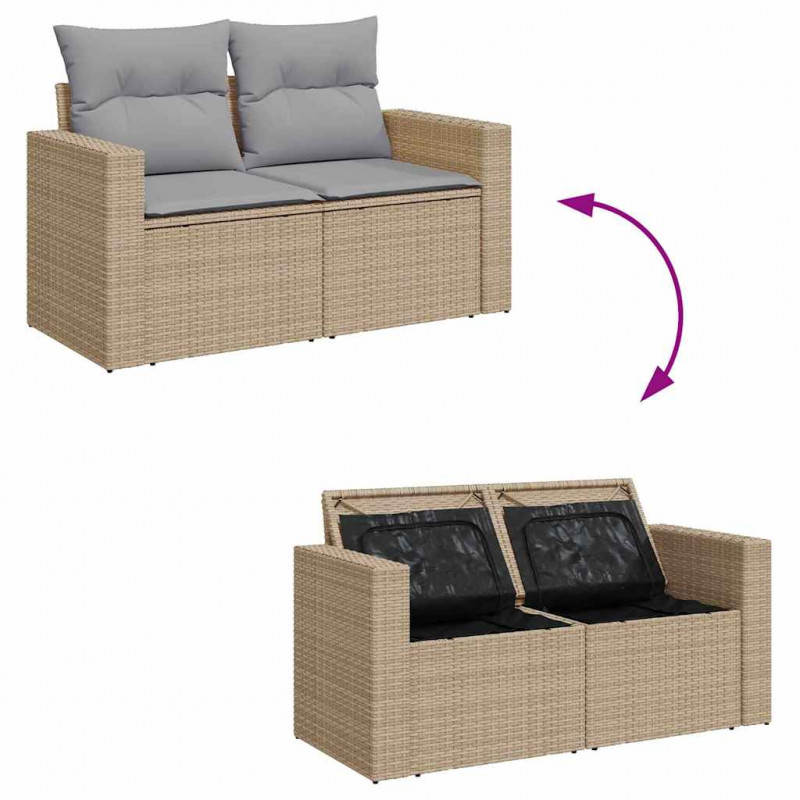 Zestaw Sof na Ogród z poduszką 8 pcs beżowo-jasnoszary