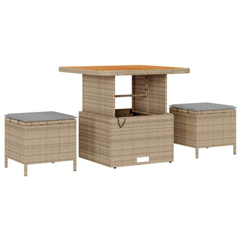 Zestaw Sof na Ogród z poduszką 9 pcs beżowo-jasnoszary