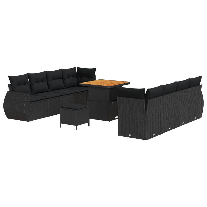 Zestaw Sof na Ogród z przechowywaniem 11 pcs Czarny Polirattan