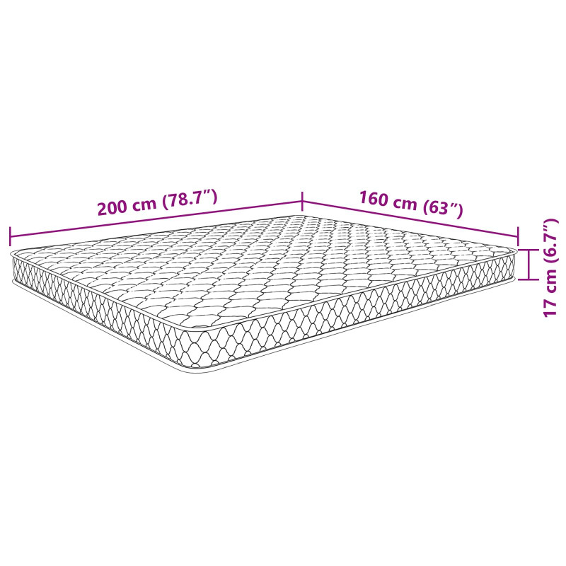 Materac Biały 200 x 180 x 17 cm Pianka PU
