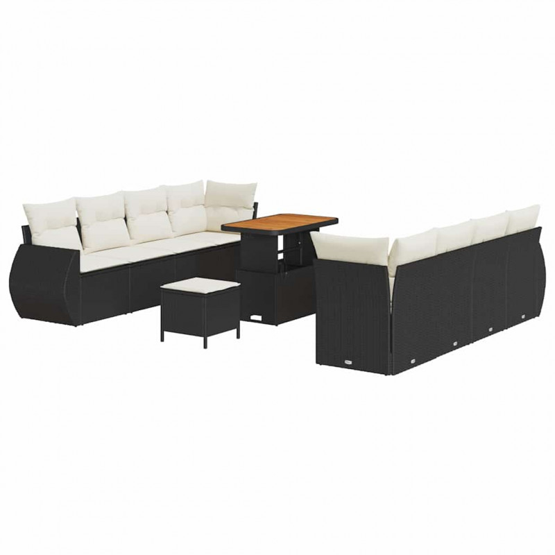Zestaw Sof na Ogród z przechowywaniem 11 pcs Czarny Polirattan