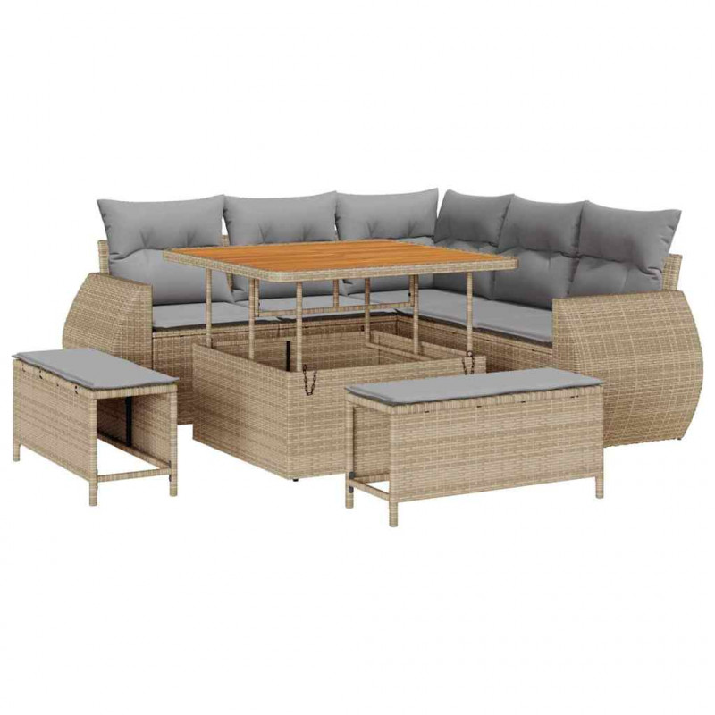 Zestaw Sof na Ogród z poduszką 8 pcs beżowo-jasnoszary