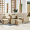 Zestaw Sof na Ogród 8 pcs Beżowy i kremowy polirattan