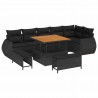 Zestaw Sof na Ogród z poduszką 9 pcs Czarny Rattan poli