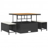 Zestaw Sof na Ogród 9 pcs Czarny i kremowy Rattan poli