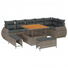 Zestaw Sof na Ogród z poduszką 9 pcs Szary Rattan poli