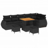 Zestaw Sof na Ogród z poduszką 9 pcs Czarny Rattan poli