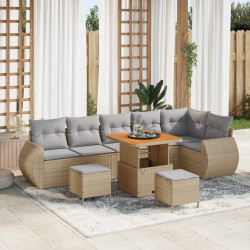 Zestaw Sof na Ogród z poduszką 9 pcs beżowo-jasnoszary