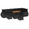 Zestaw Sof na Ogród z poduszką 9 pcs Czarny Rattan poli