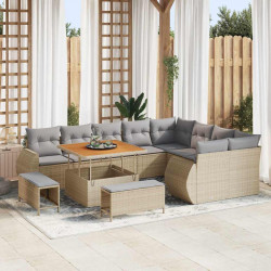 Zestaw Sof na Ogród 12 pcs Beżowy i jasnoszary Rattan poli