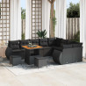 Zestaw Sof na Ogród z poduszką 12 pcs Czarny Rattan poli