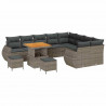 Zestaw Sof na Ogród z poduszką 12 pcs Szary Rattan poli