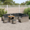 Zestaw Sof na Ogród z poduszką 12 pcs Szary Rattan poli