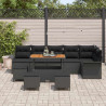 Zestaw Sof na Ogród z poduszką z przechowywaniem 10 pcs Czarny