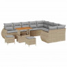 Zestaw Sof na Ogród 12 pcs Beżowy i jasnoszary Rattan poli